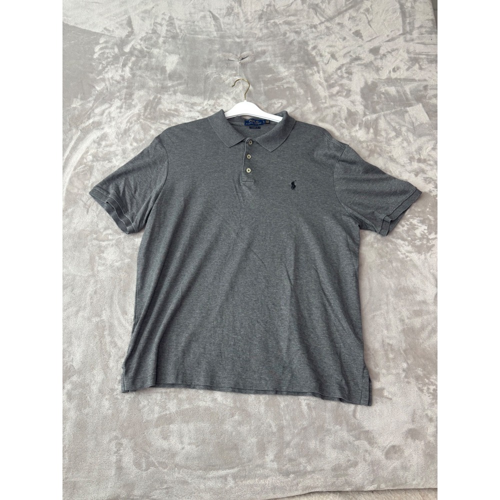 Polo Ralph Lauren Mens Classic Fit Grey Short Sleeve Polo‎ Shirt Large Pony Logo